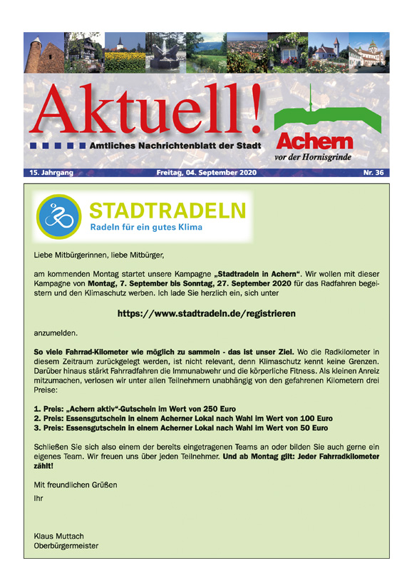 Aktuell! Amtliches Nachrichtenblatt der Stadt Achern